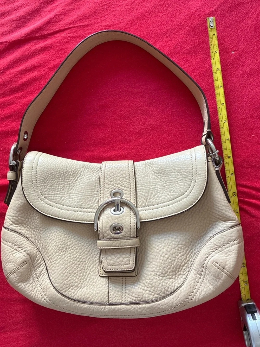 Cream Leather Shoulder Bag